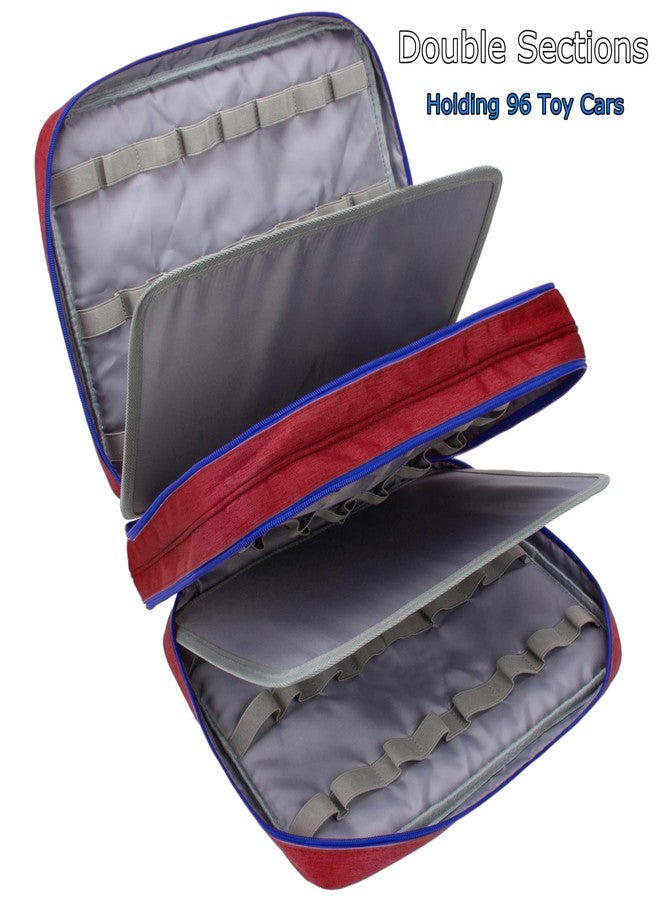 KISLANE 96 Toy Cars Storage Case Compatible with Matchbox Cars, Matchbox Cars Organizer Storage for Mini Toys, Toy Cars, Matchbox Cars, Small Dolls(Bag Only) (Red) - Image 4